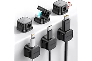 6 Pack Magnetic Cable Clips [Cable Smooth Adjustable] Cord Holder, Under Desk Cable Management, JOYROOM Adhesive Wire Holder Keeper Organizer for Home Office Desk Phone Car Wall Desktop Nightstand