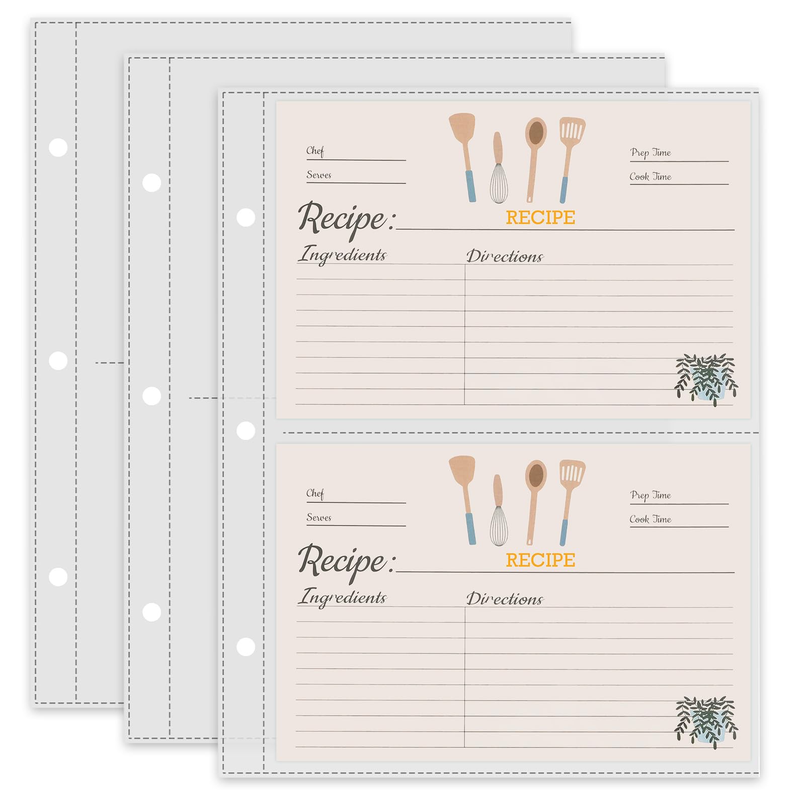 Photo 1 of TAOLABV 50 Pack Recipe Card Page Protectors, Easy Storage, 4x6 Inch Recipe Card Sleeves, 2 Pockets Per Page, Sheet Protectors for 8.5 x 9.5 Inch 3 Ring Binder, Recipe Binder Refill Pages