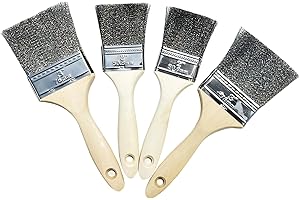 HOKLNUSE Stainless Steel Wire Brush Set 4-Piece Cleaning Brushes with Wooden Handle for Rust and Paint Removal