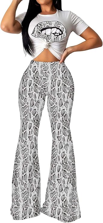 snake print high waisted pants
