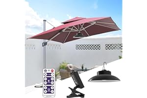 POOCCI Solar Umbrella Lights Outdoor, Waterproof Solar Powered Patio Umbrella Lights 3 Lighting Modes LED Umbrella Patio Lights with Clip for Beach Tent Camping Garden Party Outdoor