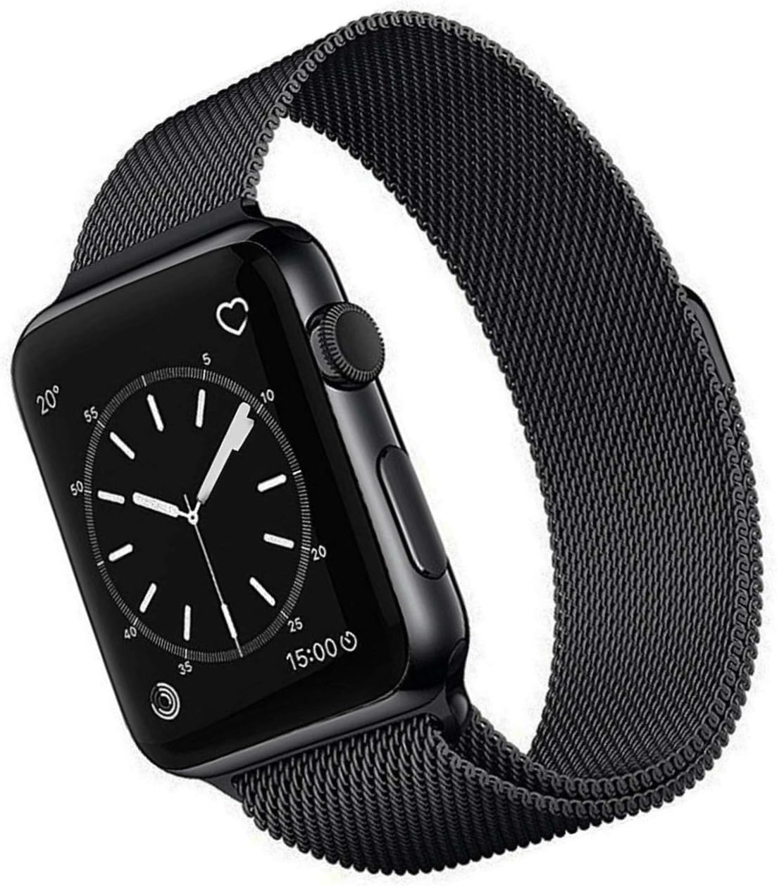OKPPA Compatible for Apple Watch Band 38mm 40mm 42mm 44mm, Adjustable Magnetic Stainless Steel Mesh Metal Closure Loop with Iwatch Series 5 4 3 2 1(Black, 38mm/40mm)
