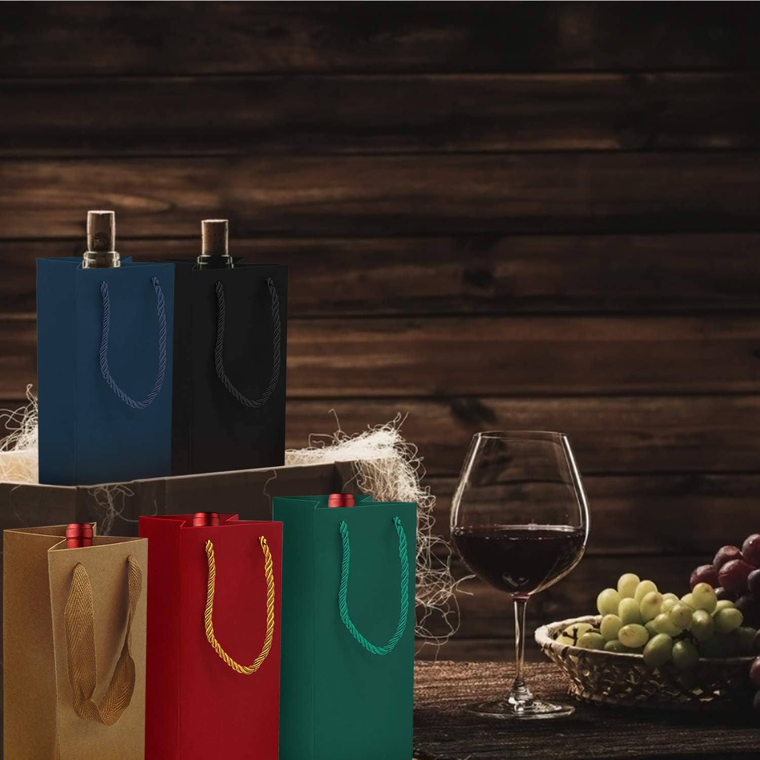 Premium Wine Gift Bags, Luxury Bottle Bags with Strong Rope Handles for Christmas Party Wine Gifts (10pcs) - Image 4