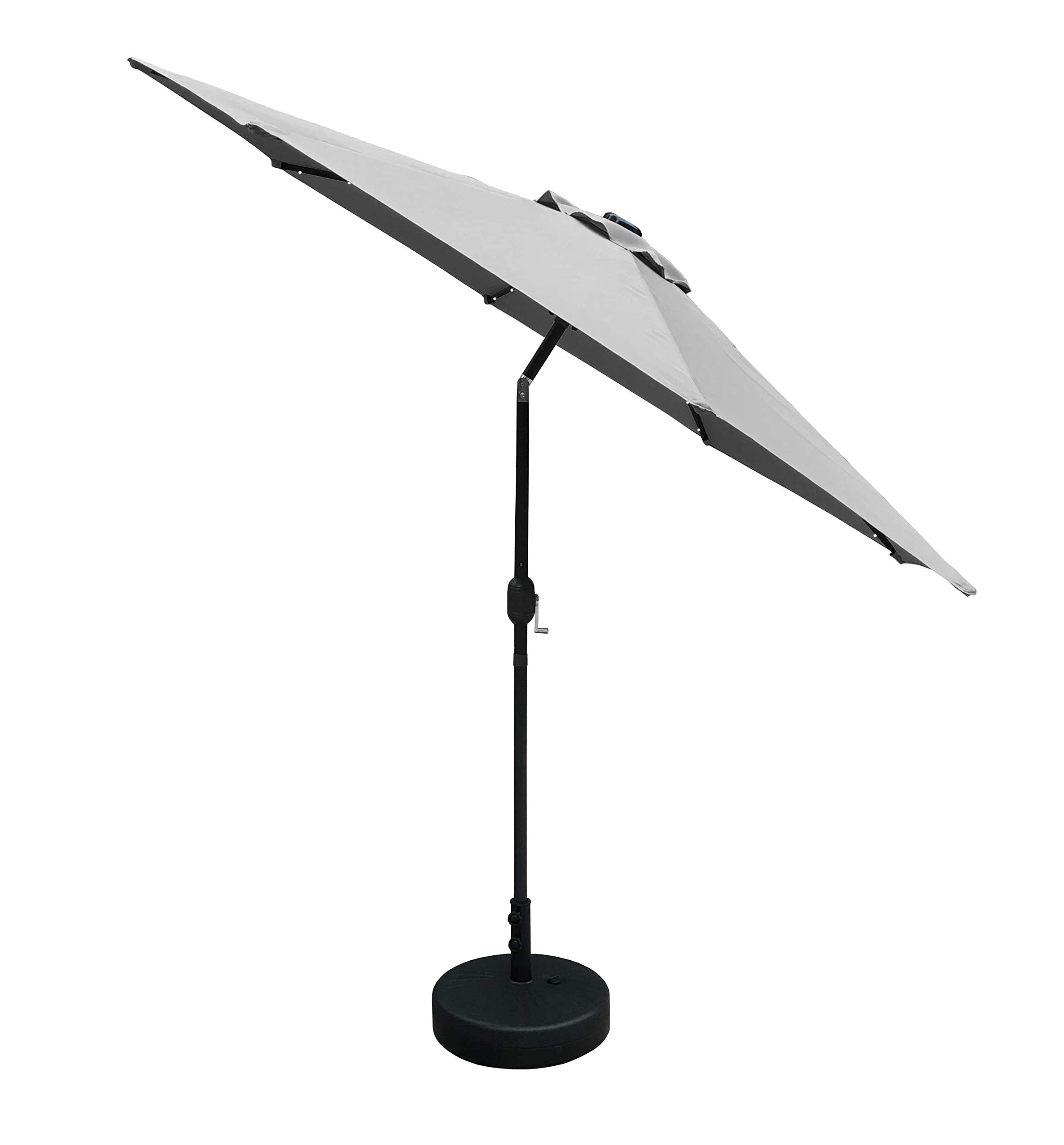 AIRWAVE Elena 2.7m Standing Crank and Tilt Parasol Garden Umbrella with Built in LED Spotlights (Grey)