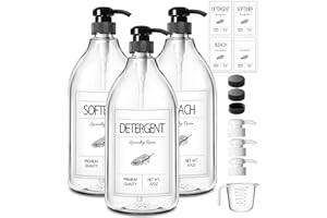 GM GMISUN GMISUN Laundry Detergent Soap Dispenser, Liquid Laundry Detergent Dispenser, Container for Farmhouse Laundry Room Decor, Organizer for Liquid DetergentSoftenerBleach Storage Bottle(64 Oz Set of 3)