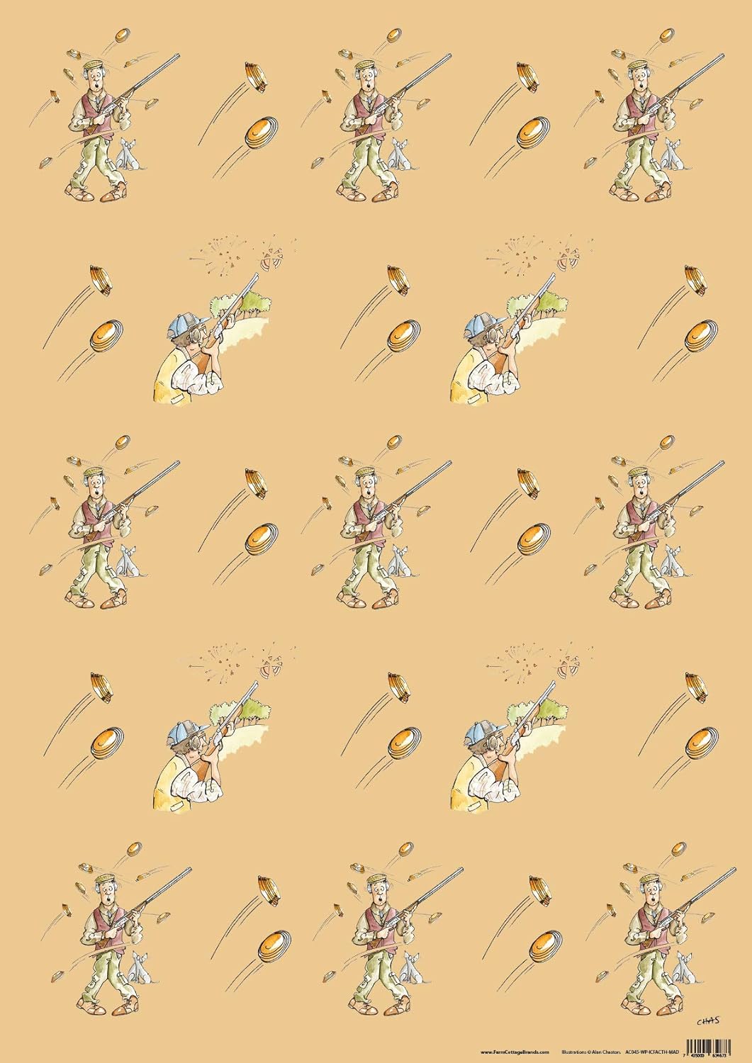 Set of Clay Pigeon Shooting present and birthday wrapping paper & gift tags - two sheets of wrapping paper and two tags - Image 3