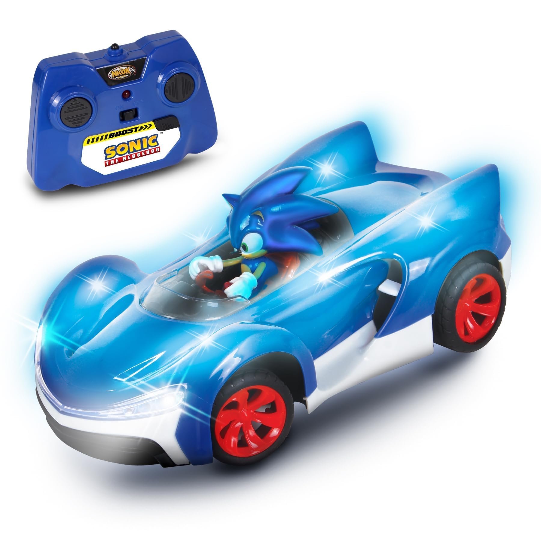 NKOK Team Sonic Racing R/C Ready to Run Sonic Glow Racer with Turbo Boost and Lights