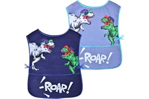Kids Smock Apron Waterproof Art Aprons with Pocket for Painting Baking 2-7 Years