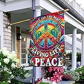 American Flag-Hippie Imagine All The People Living Life In Peace Flag MLN2809F, House Flag (29.5" x 39.5")-USA Flags Premium Polyester-Decorative Indoor Outdoor Flag