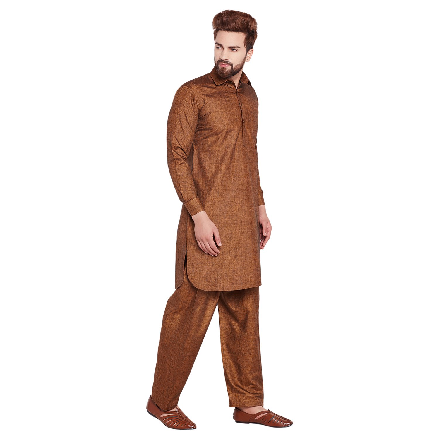 sojanya (since 1958) men's copper cooton blend pathani kurta salwar