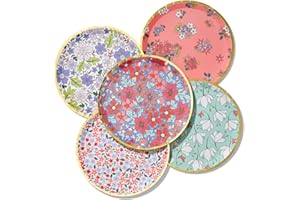 Coterie Floral Paper Plates (Set of 10 large plates) - Party For Tea Party, Bridal Shower, Garden Baby Shower Decorations | 9.25” Fancy 2 Each Design