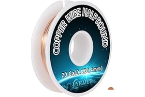 YEJJET 20 Gauge Half-Round Copper Wire 0.81x0.41mm - 1.3 oz (55 Feet) Pure Copper Craft Wire for Sculpting & Circuitry