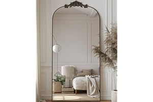 Antok Arched Full Length Mirror, 71"x28" Floor Mirror with Carved, Full Body Mirrors for HomeDecor, Standing/Halling Large Wall Mirror for Bedroom, Living Room, Cloakroom, Bronze, Retro Style