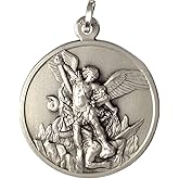 I G J 925 STERLING SILVER SAINT MICHAEL THE ARCHANGEL MEDAL - BIG SIZE - MADE IN HIGH RELIEV