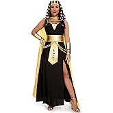 Boveco Cleopatra Costume for Women 5Pcs Egyptian Goddess Costume Dress Plus Size Egypt Queen Pharaoh Halloween Outfit Woman