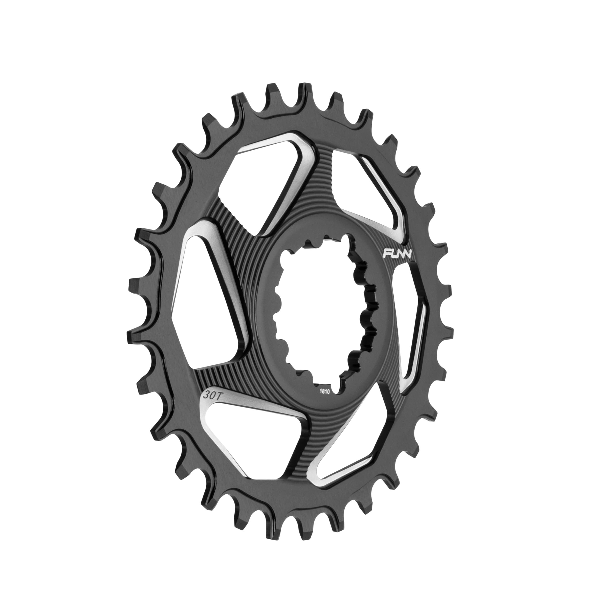 Funn Solo DX Narrow Wide Chainring for 9 10 11 12 Speed Chain, Fits SRAM Direct Mount Interface Crankset, 6mm Offset, Single Speed Bike Chain Ring for MTB, BMX Bike and Road Bike (30T, Black)