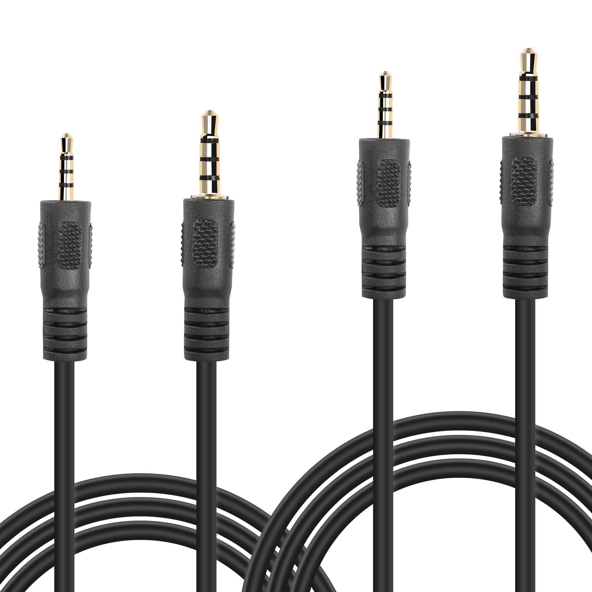 GINTOOYUN 2 Pcs 2.5mm to 3.5mm Audio Cable 2.5mm Gold Plated Male Plug to 3.5mm Gold Plated Plug Audio Extension Cable for Headphones, Stereos,Mobile Phones,Laptops,etc(5.7 FT)