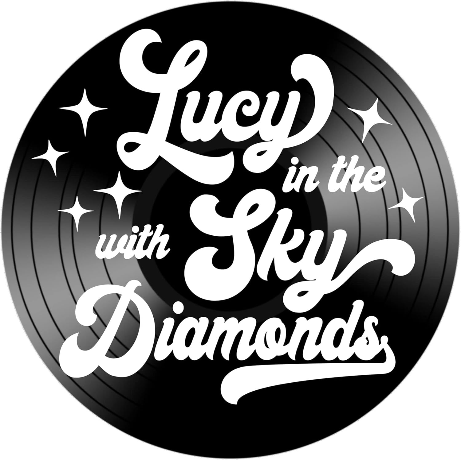 Mixed Media - Lucy in the Sky with Diamonds, Beatles Song Lyric Art on a REAL Vinyl Record, Music Wall Art Decor