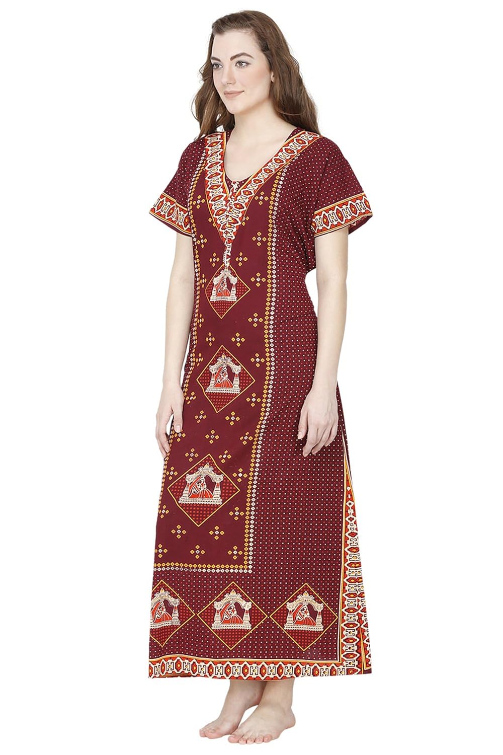 secret wish women's cotton nighty, nightdress (free size)