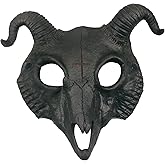 YLOIJO Gothic Goat Head Skull Mask Scary Realistic Animal Halloween Mask Demon Devil Evil Horns Animal Skull Halloween Cosplay Masquerade Women Man Adults Party Decor