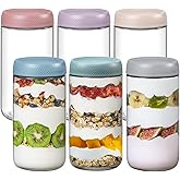 NETANY 6-pack 24oz Glass jars with Airtight Lids, Overnight Oats Containers with Lids, Wide mouth Mason Salad jars, Glass Food Storage Containers for Snacks Yogurt Spice Sugar