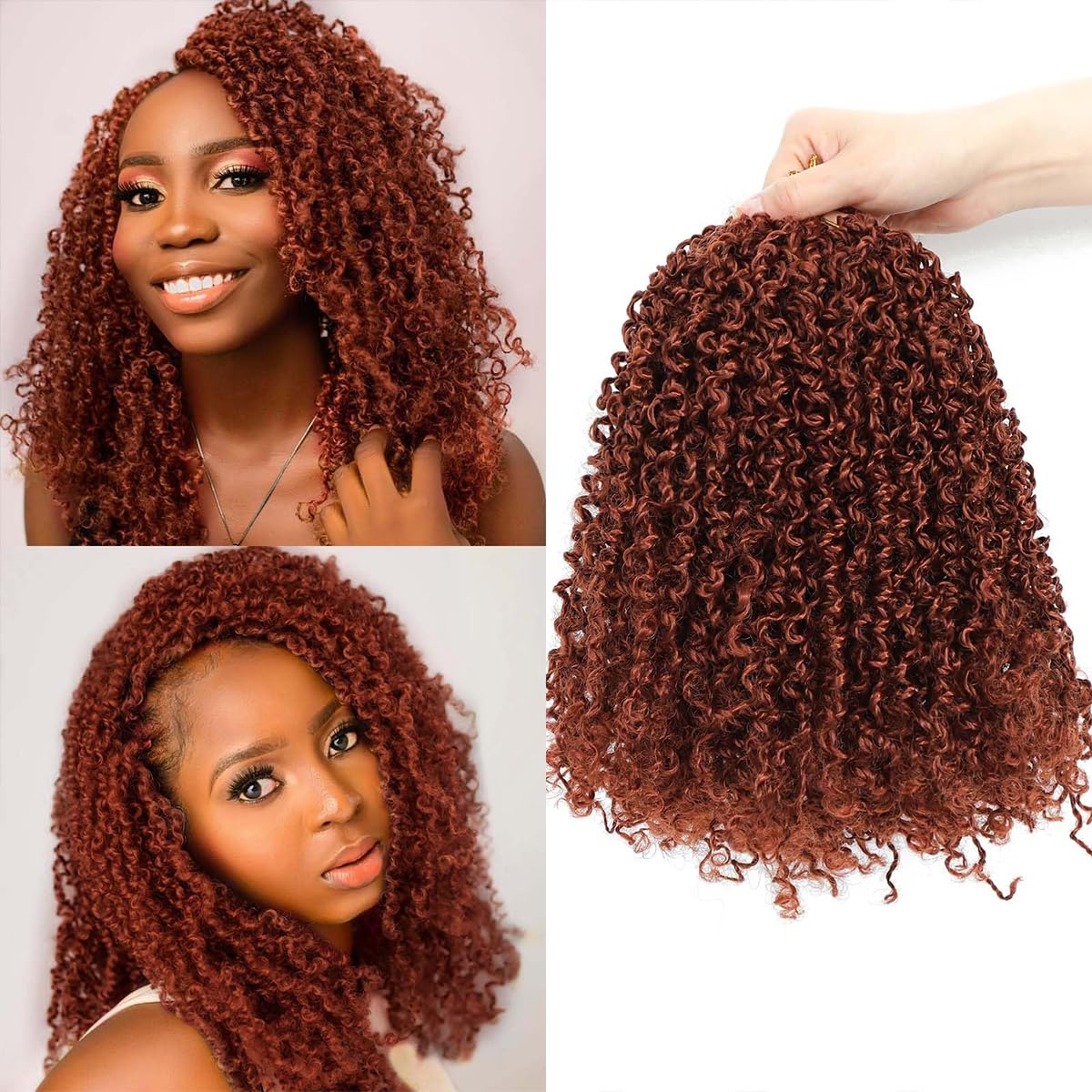 8 Inch 8 PCS Yanky Twist Crochet Braids Hair 8 Packs (30 Strands/Pcs) Pre-twisted Passion Twist Braids with Curls Synthetic Hair Extension Bouncy Spring Twist Crochet Hair for Black Women（350#）
