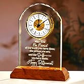 Retirement Clock Gifts for Women Men, Happy Retirement Gifts for Boss Coworkers, Going Away Gift for Retired Friends Leaving Presents for Leader Teacher, K9 Crystal Clock with Light Wooden Base