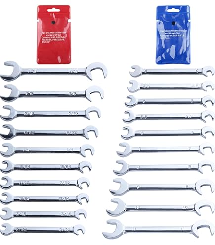 GRIP 9-Piece Super Thin Open End Wrench Set Metric - With Roll-Up Storage Pouch
