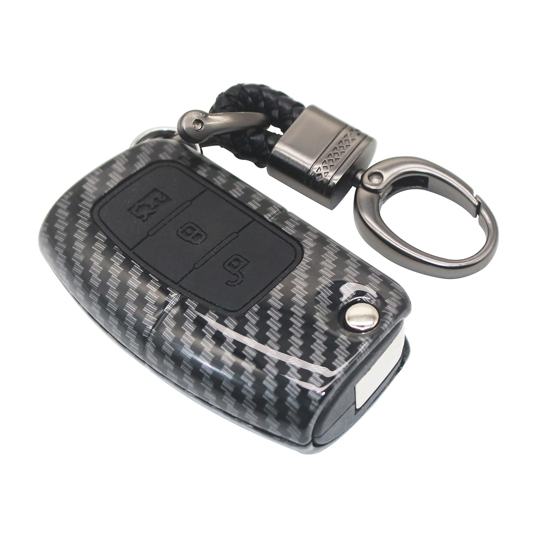 RYE Protective ABS Plastic Cover for Ford Flip Folding Key Fob,3 Buttons Car Key Case with Keychain, Compatible with Ford Fiesta/Focus/Galaxy/Fusion/Mondeo/Kuga-Black
