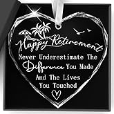 Retirement Gifts for Woman 2026 Never Underestimate The Difference You Made Crystal Christmas Ornament Happy Retirement Appreciation Gift for Retired Women Men Coworker Boss Nurse Teacher Friend(2)