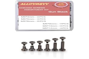 ALLOYMSYY 110 Sets Black Chicago Leather Fasteners Leather Rivets Kit for Shoe/Belt Repair/Fabric Rivets