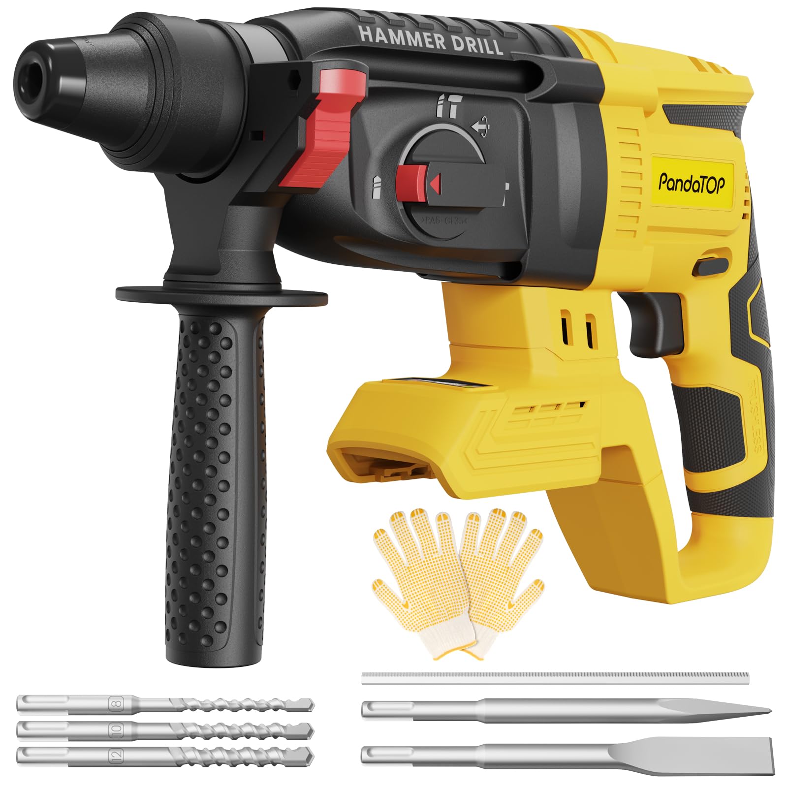 Photo 1 of SDS Plus Cordless Rotary Hammer Drill for Dewalt 20v Max Battery, Hammer Drill 20v Brushless for Concrete/Masonry/Wood/Metal, Rotomartillo, 4 Functions, 5 Drills with Gloves (Battery Not Included)