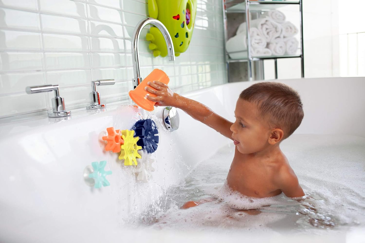 Boon B11375 COGS Building Set (5pcs), Baby Bath, Suction Gears Bathtub Toy, Kids Water Play - Image 4