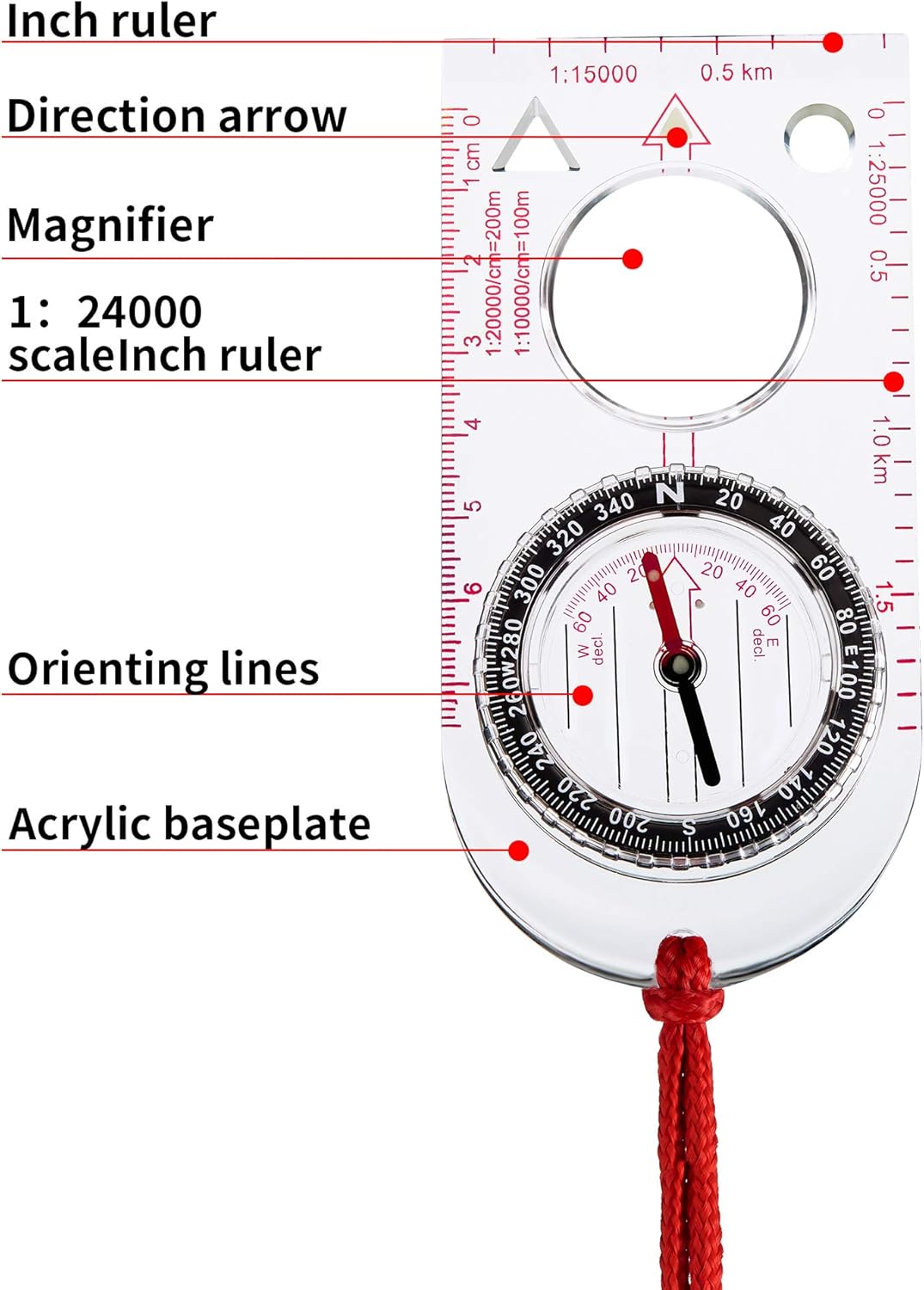 Gejoy 6 Pieces Navigation Backpacking Compass Orienteering Hiking Compass Adjustable Map Reading Compass for Boy Scout Kids Outdoor Camping (Style 2) : Sports & Outdoors