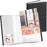 JoyCat 18 x 24 Art Portfolio Binder, 30 Pockets Display 60 Pages, Black | Acid free 30 pocket portfolio displays up to 60 pages and stores large artwork, drawings, and posters up to 18 x 24 in