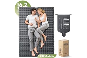 Hikenture Sleeping Pad for Camping,6.2 R-Value Inflatable Camp Mattress,200 * 140cm, Insulated & Ultralight Outdoor Sleeping 