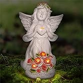 Carchistan Solar Angel for Ouside Garden Statues, Solar Garden Angel Figurines Decorations Outdoor, Angel Gifts for Housewarming Birthday Thanksgiving Memorials, Resin, 8.7" Tall
