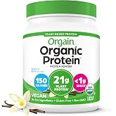 Orgain Organic Vegan 21g Protein Powder, Vanilla Bean, 1.02 lb | Plant based protein, 4g prebiotic fiber, no added sugar or lactose ingredients, non-GMO, for shakes &amp; smoothies