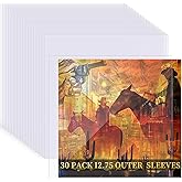 30 Pack 4 Mil Thick Vinyl Sleeves, 12.75" X 12.75" Vinyl Record Sleeve Clear Plastic, Outer Sleeve Record Protector for Storing Single and Double LP Albums, Record Sleeves Protection from Scratches