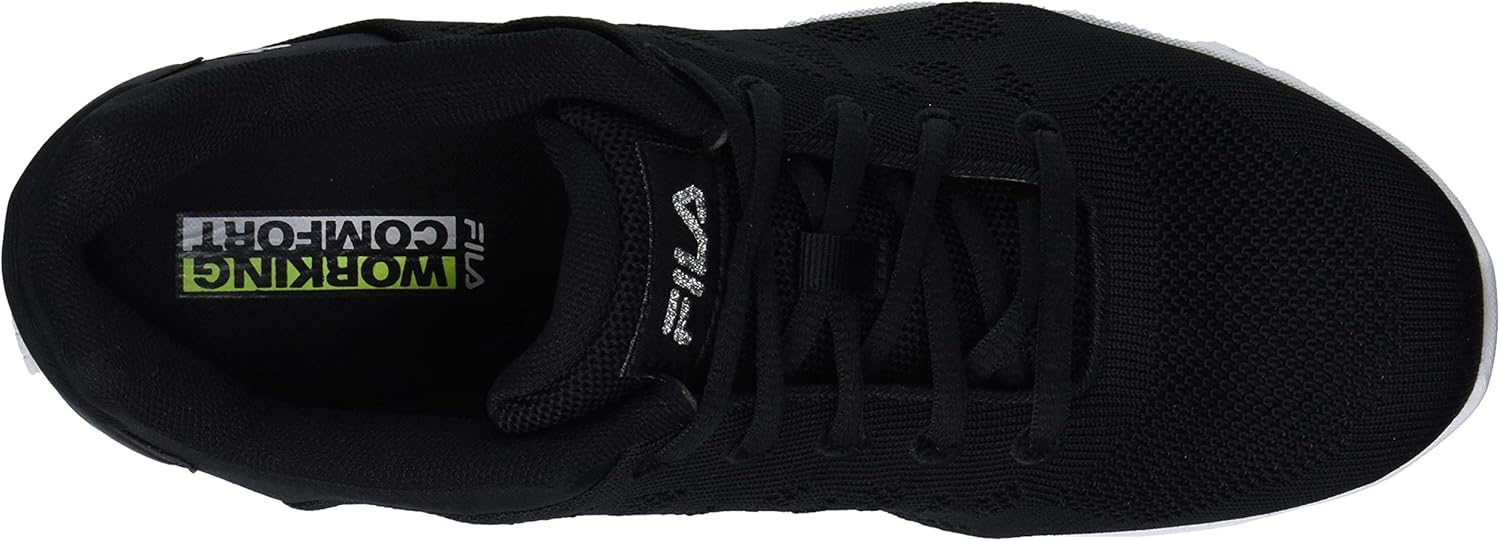  | Fila Women's Memory Techknit Sneakers Slip Resistant Work Shoes Black/White | Shoes