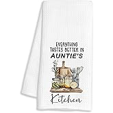 FTKBGHY Auntie Gifts Kitchen Towels, Gifts for Aunt from Nephew Niece, Best Auntie Gift for Christmas Birthday Decorative Dish Hand Tea Towels for Kitchen, 16x24 Inch
