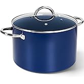 MICHELANGELO 8 Quart Stock Pot with Lid, Non Toxic Cooking Pot, Ceramic Soup Pots with Lid, Non Stick Pot with Stainless Steel Handle, Induction Compatible