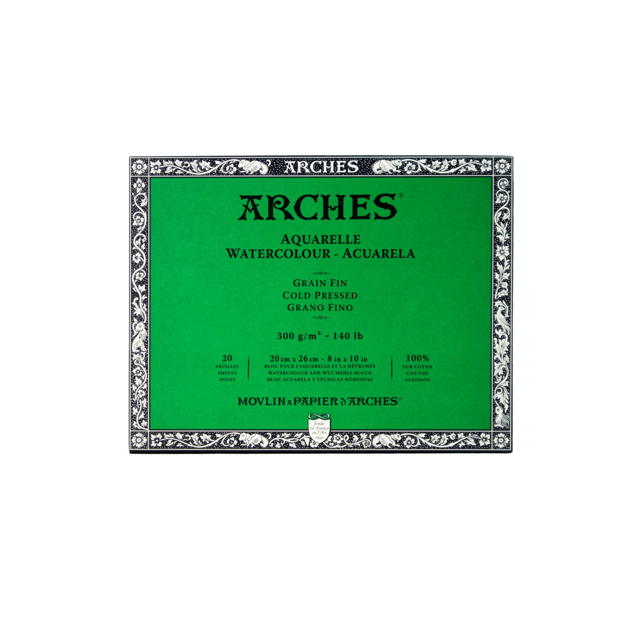 Arches Watercolor Paper Block, Cold Press, 8