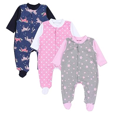 TupTam Baby Mädchen Schlafstrampler mit Fuß 3er Pack