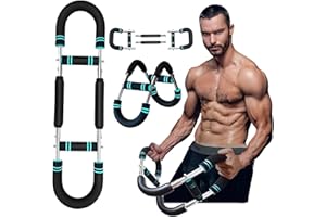 PFLMCR Twister Arm Trainer, 2025 Pro Adjustable Spring Workout Bar Triceps Chest Exercise Wrist & Forearm Strengthener for Men & Women Portable Upper Body Machines Detachable Fitness Anywhere Home Exerciser