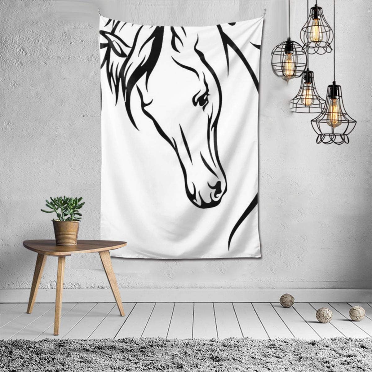 Amazon Com Outline Of The Horse Tapestry Forest Tapestry Nature Landscape Tapestry Wall Hanging For Room 60 X 40 Inches Home Kitchen