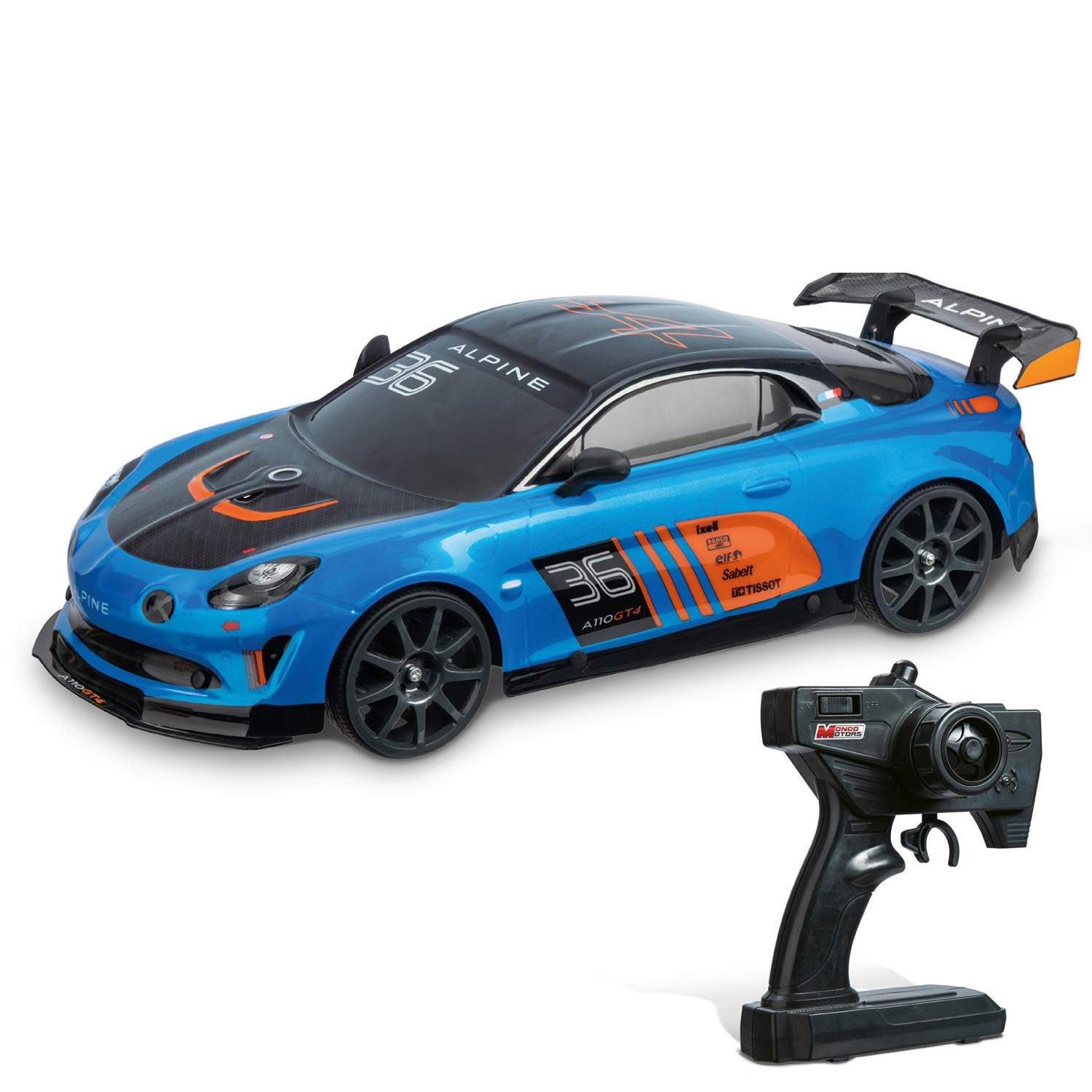Mondo Motors - RC Renault Alpine GT4 R/C - Model in scale 1/10 - up to 30 km/h speed - Drift Action - Toy Car for Children - 63604
