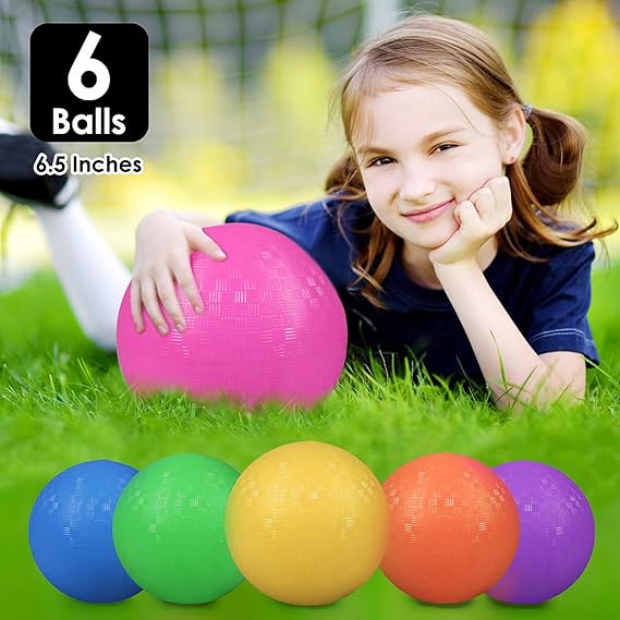 Playground Balls, 6.5" Inflatable Dodgeball for Kids, 6 Pack No Sting Balls and