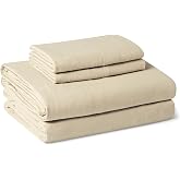 Amazon Basics Full Bed Sheet, 4-Piece Bedding Set, Double Brushed Microfiber, Ultra Soft, Easy Care, Beige