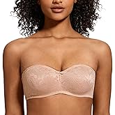 MELENECA Women's No Padding Sheer Lace Bandeau See-Through Minimizer Underwire Strapless Bras